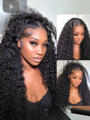 Hairlenci Deep Wave Wig 100% Human Hair Swiss Lace Curly Hair HD Lace Front Wig